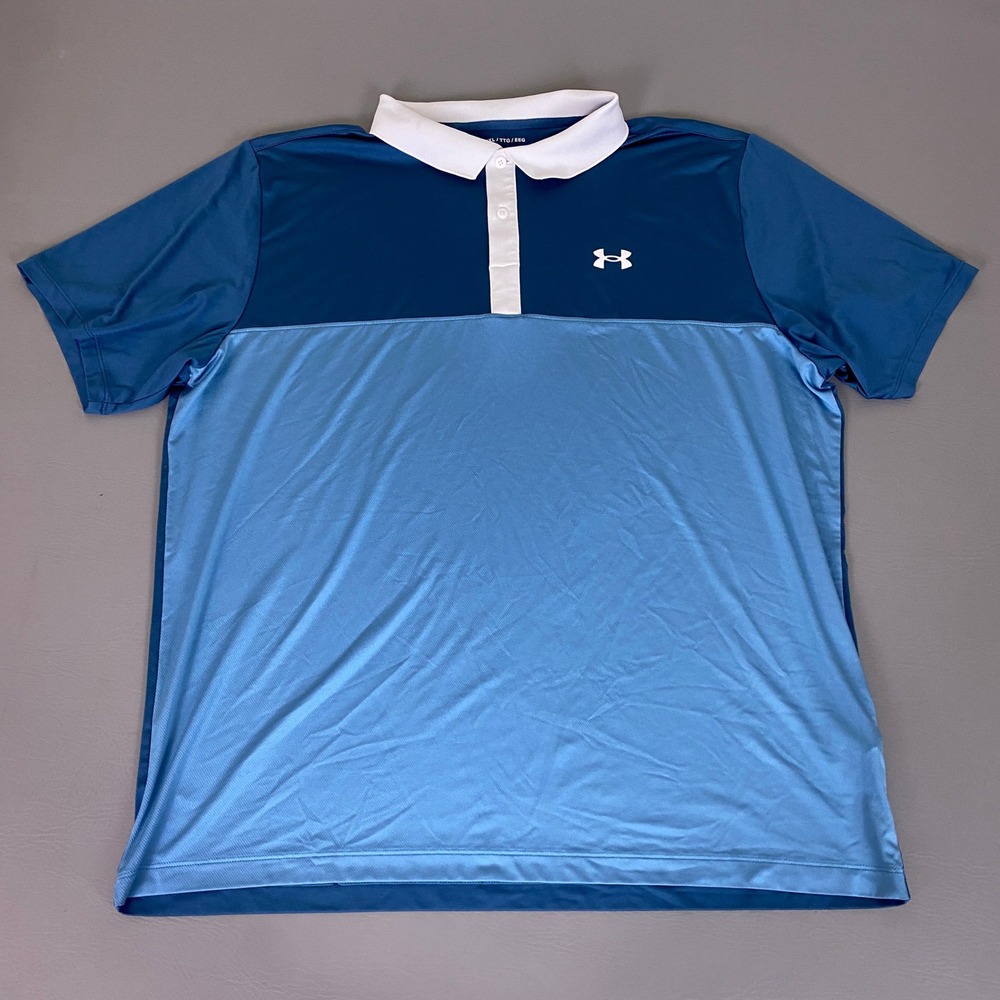 Under Armour The Performance Polo Shirt Men's XXL Loose Fit Blue Colorblock